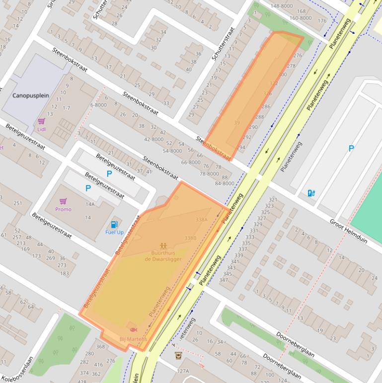 Kaart van postcodegebied 1974BP.