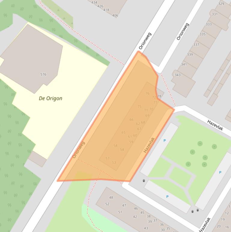 Kaart van postcodegebied 1974RC.