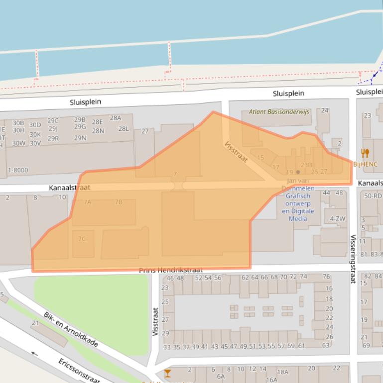 Kaart van postcodegebied 1975BA.