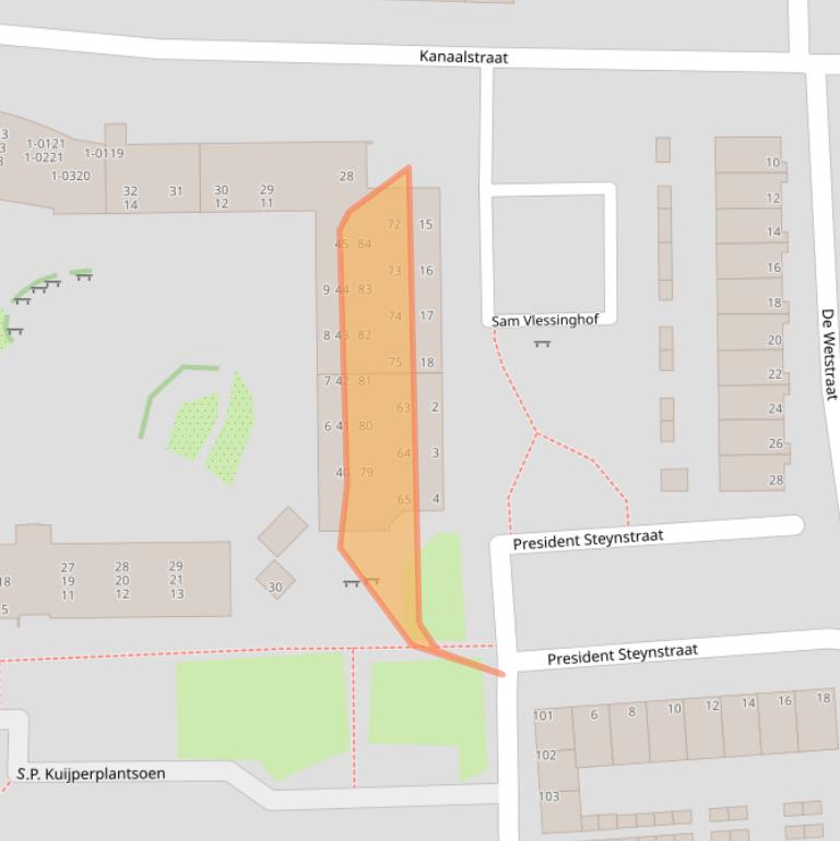 Kaart van postcodegebied 1975BZ.