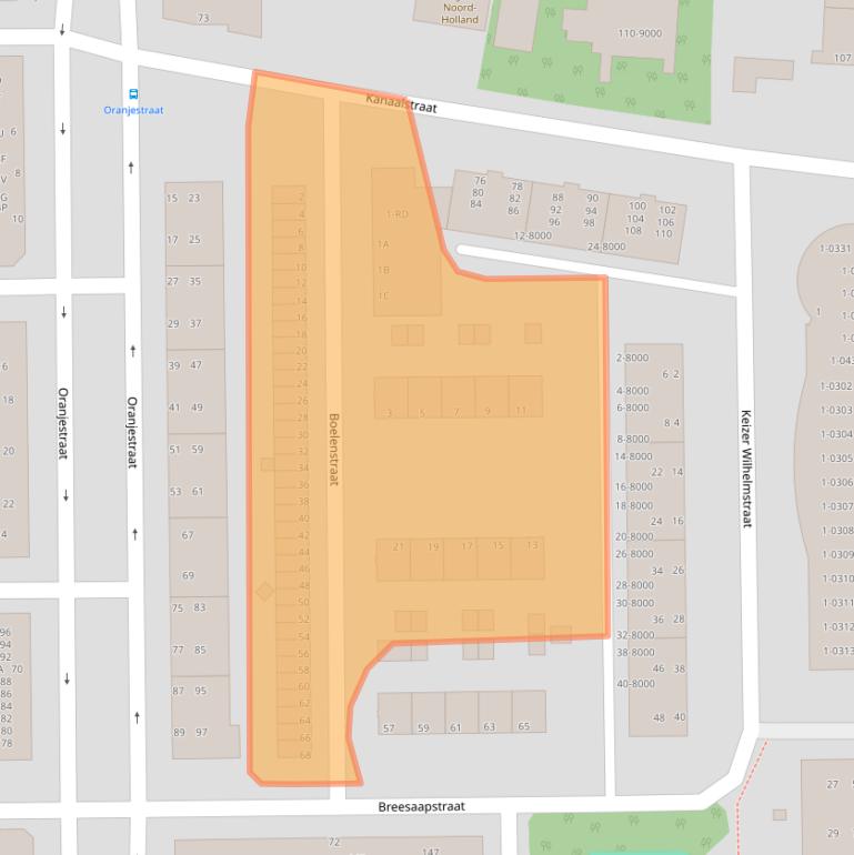 Kaart van postcodegebied 1975DE.