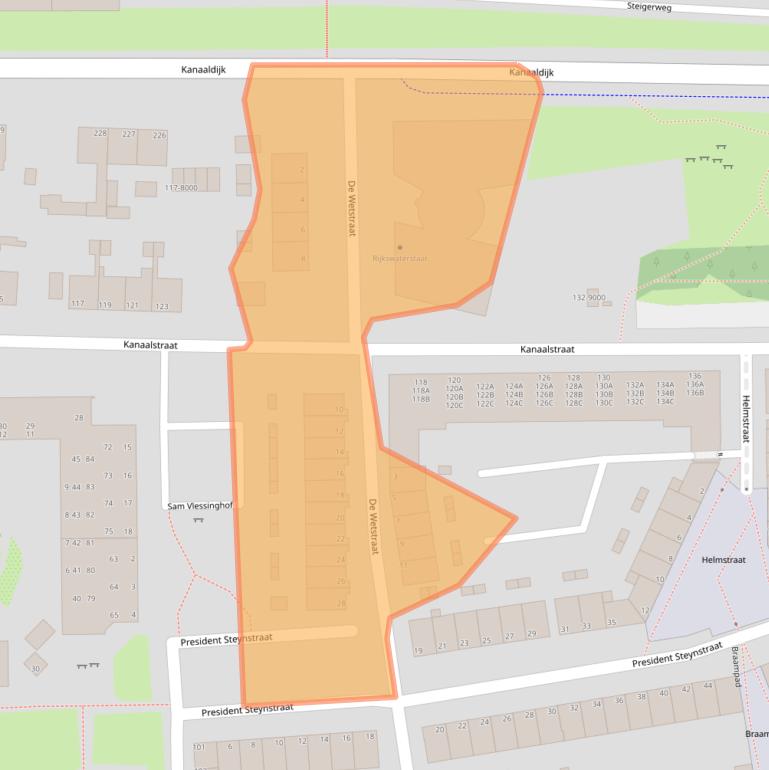 Kaart van postcodegebied 1975DM.