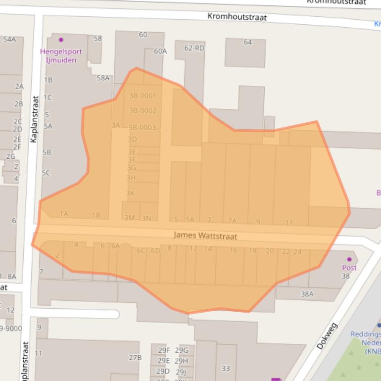 Kaart van postcodegebied 1976BA.