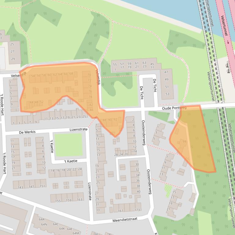 Kaart van postcodegebied 1981AB.