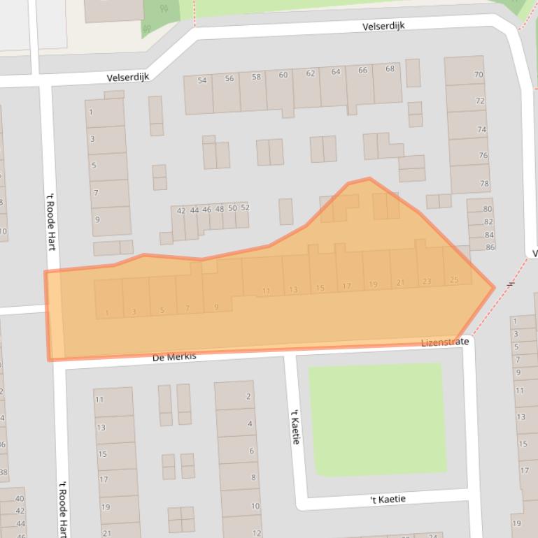 Kaart van postcodegebied 1981AK.