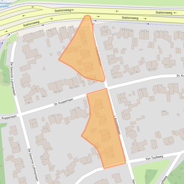 Kaart van postcodegebied 1981CG.