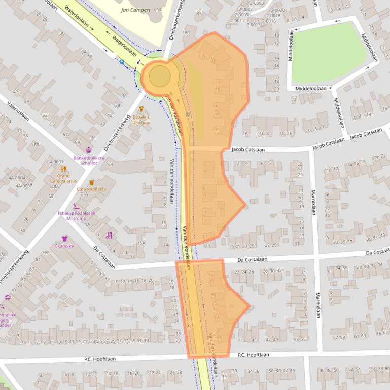 Kaart van postcodegebied 1985BA.