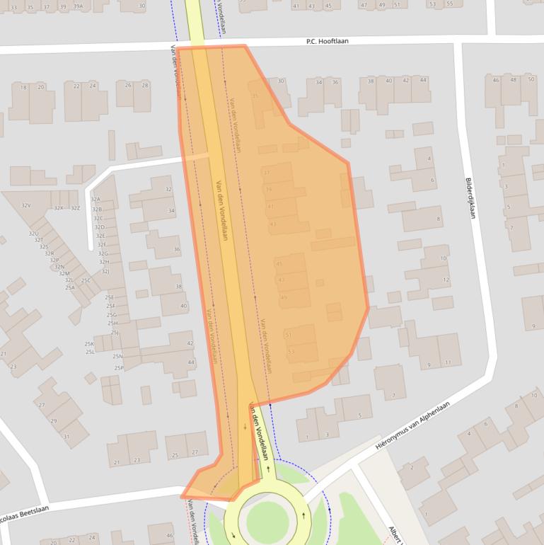 Kaart van postcodegebied 1985BB.