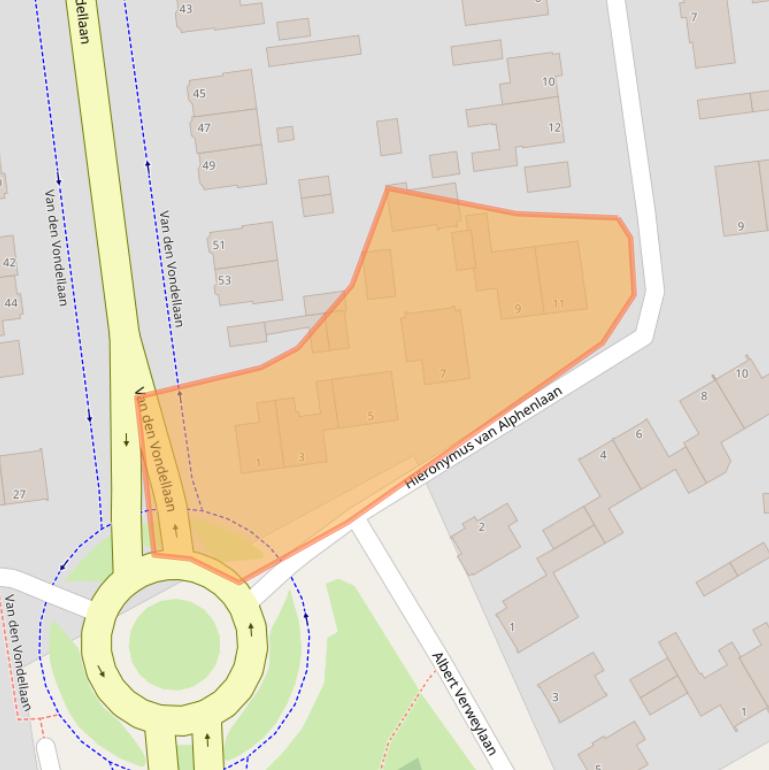 Kaart van postcodegebied 1985CA.