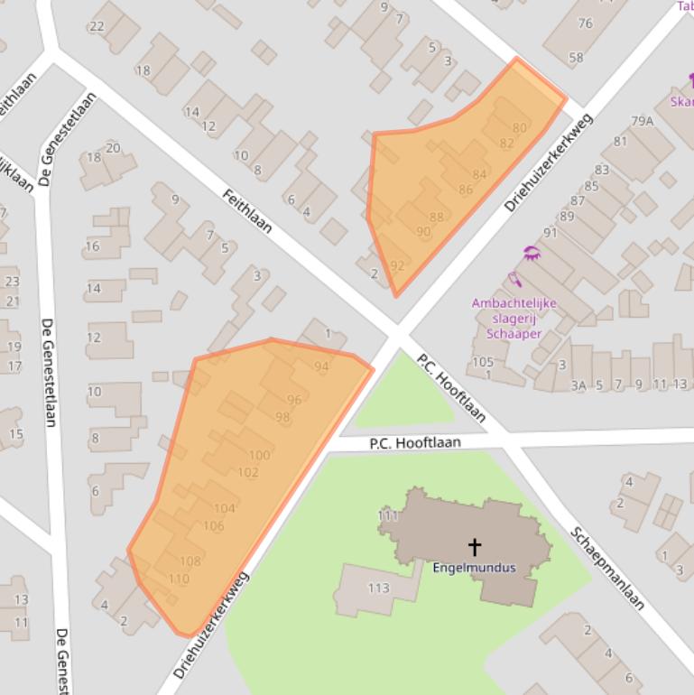 Kaart van postcodegebied 1985HC.
