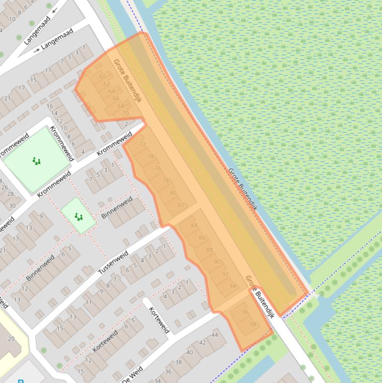 Kaart van postcodegebied 1991BA.