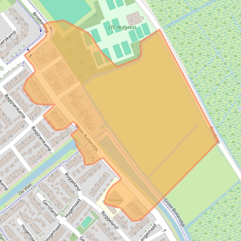 Kaart van postcodegebied 1991BZ.