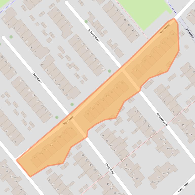 Kaart van postcodegebied 1991CJ.