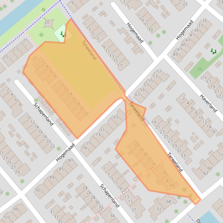 Kaart van postcodegebied 1991CR.