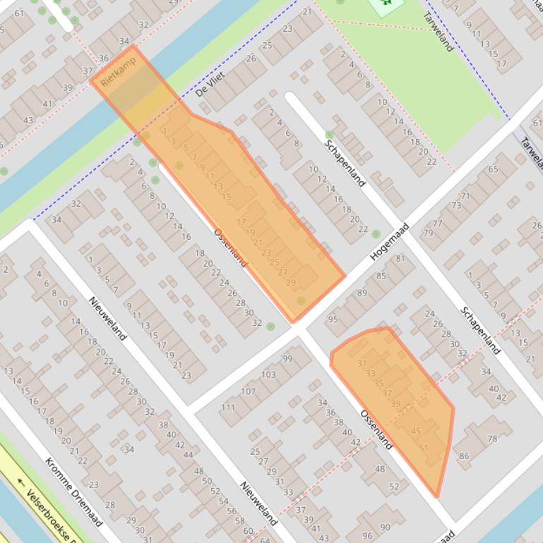 Kaart van postcodegebied 1991CW.