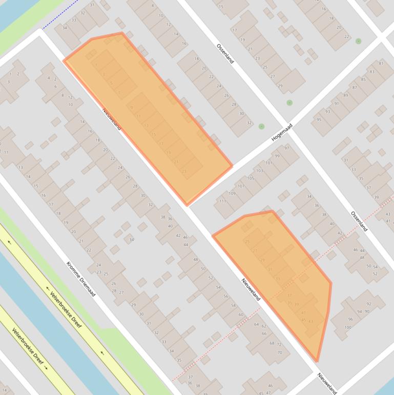 Kaart van postcodegebied 1991EA.