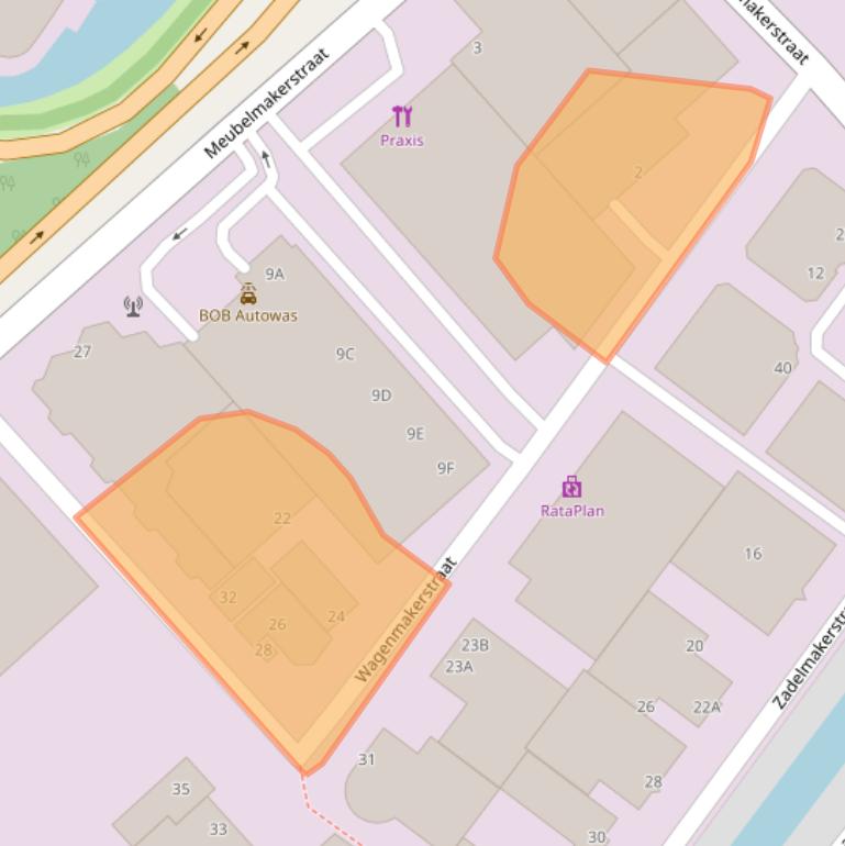 Kaart van postcodegebied 1991JA.