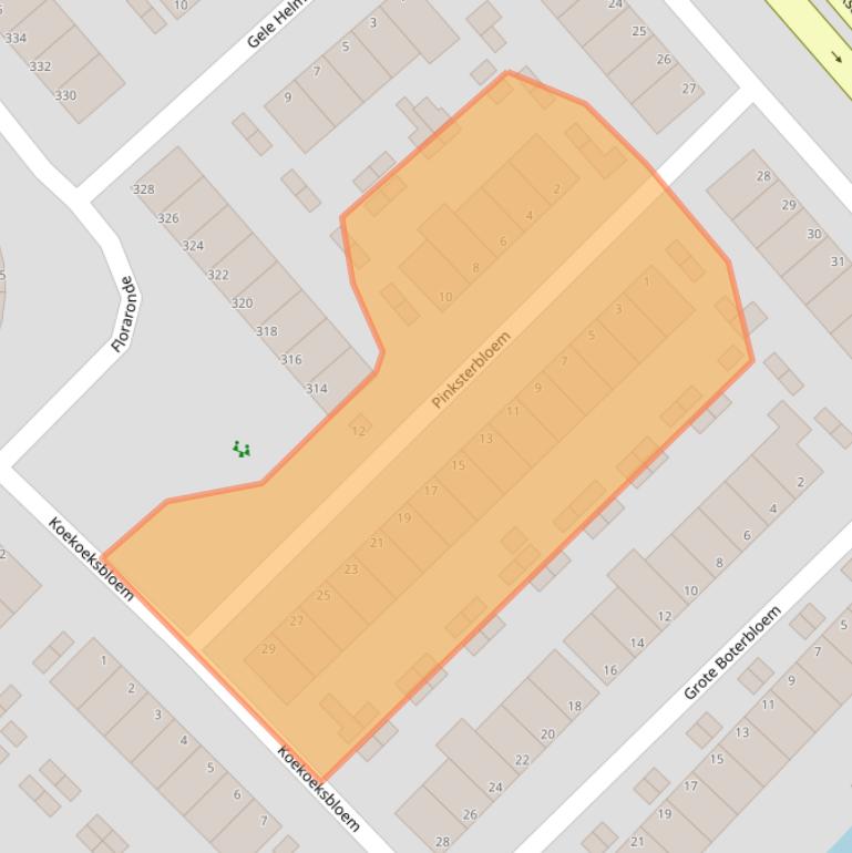 Kaart van postcodegebied 1991KE.