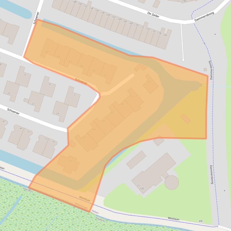 Kaart van postcodegebied 1991XB.