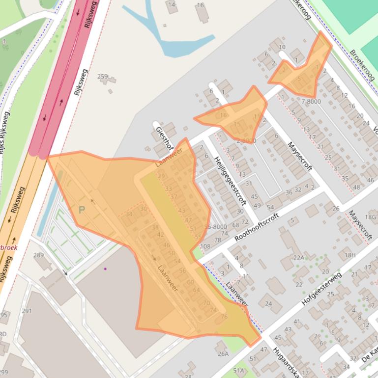 Kaart van postcodegebied 1991ZC.