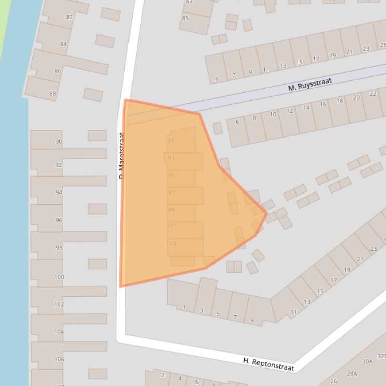Kaart van postcodegebied 1992HL.