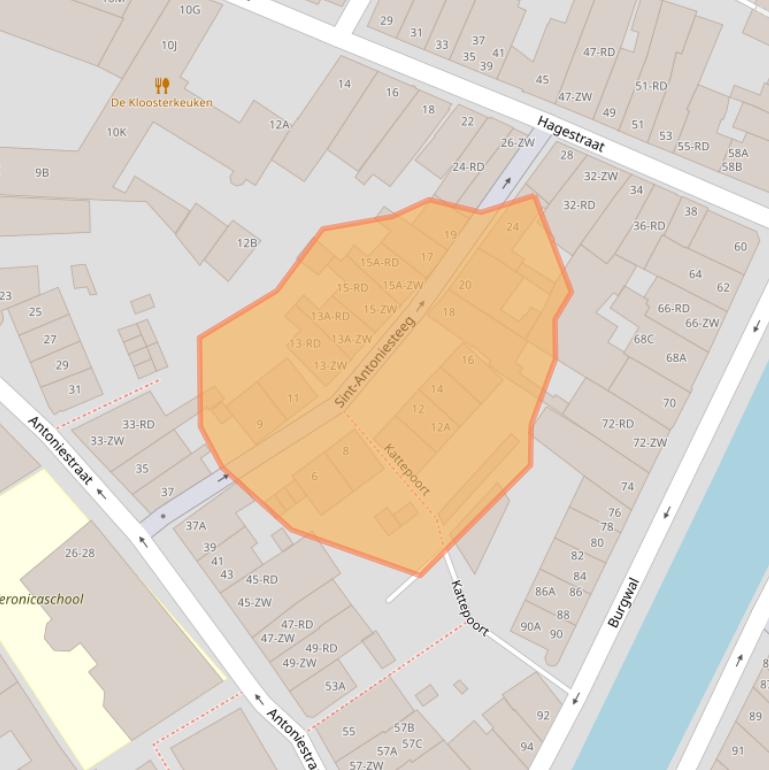 Kaart van postcodegebied 2011CW.