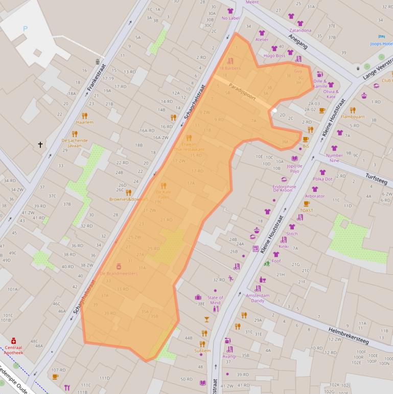 Kaart van postcodegebied 2011HW.