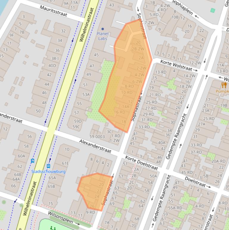 Kaart van postcodegebied 2011VW.