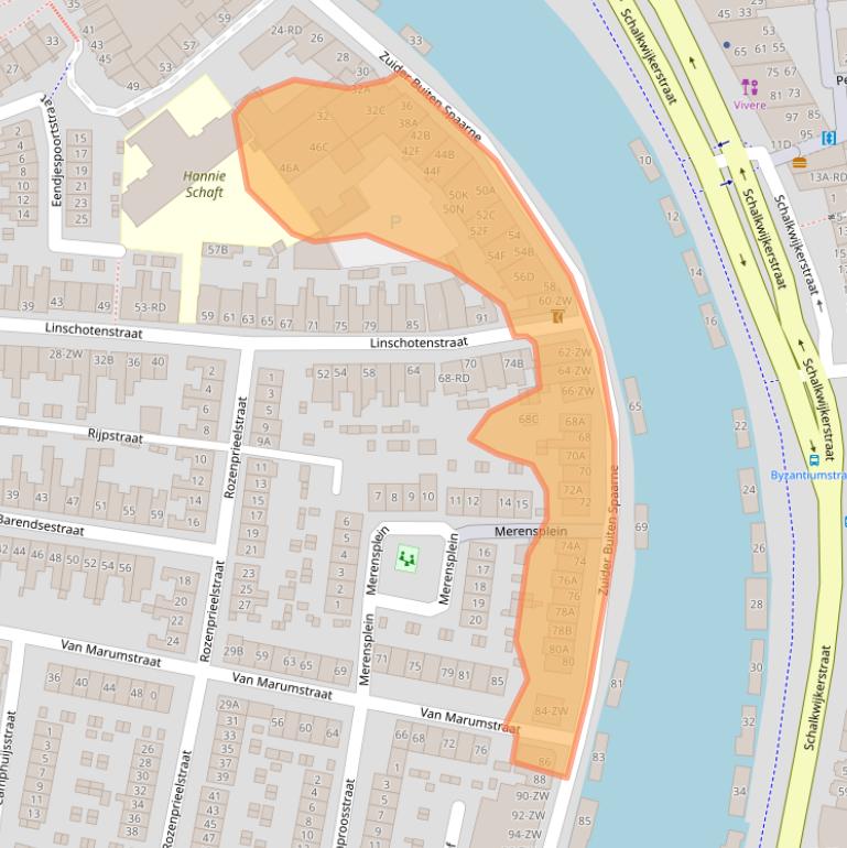 Kaart van postcodegebied 2012AB.