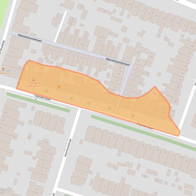 Kaart van postcodegebied 2012BG.