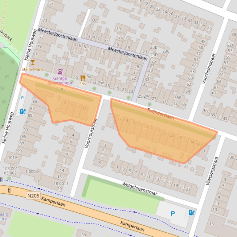 Kaart van postcodegebied 2012BJ.