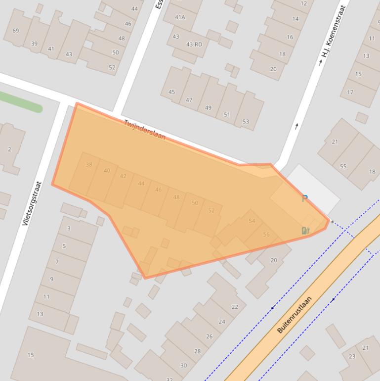 Kaart van postcodegebied 2012BK.