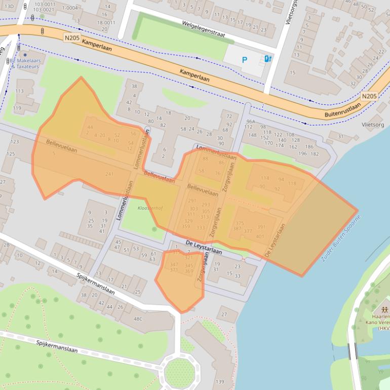 Kaart van postcodegebied 2012BX.