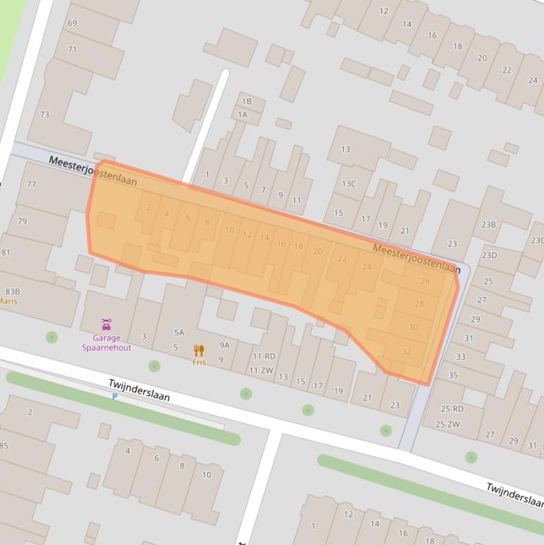 Kaart van postcodegebied 2012CL.