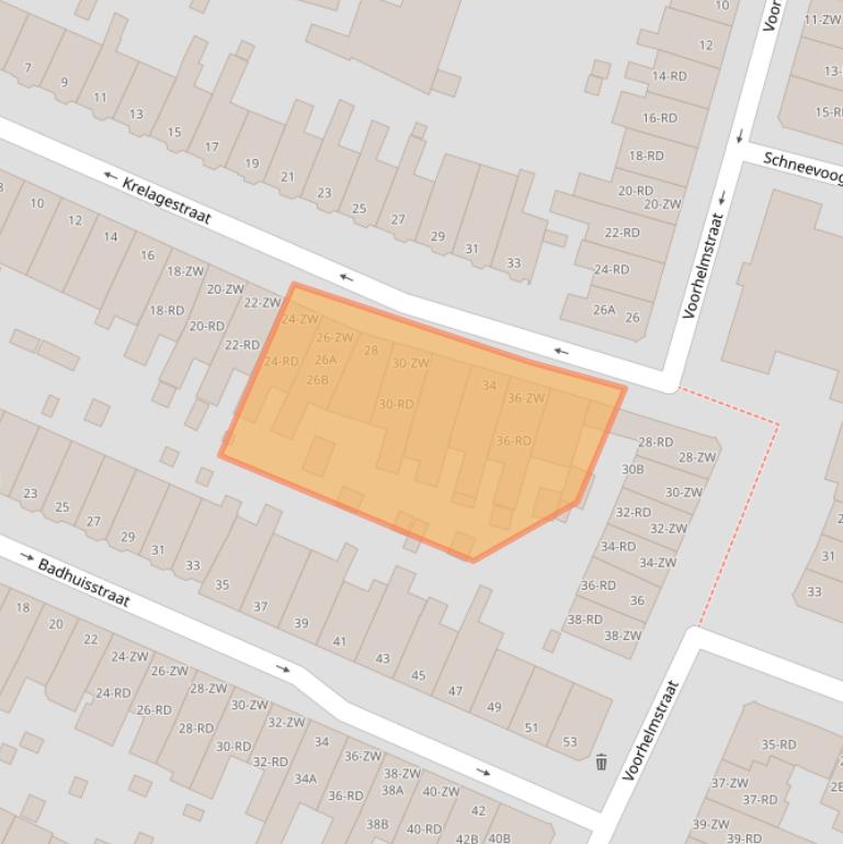 Kaart van postcodegebied 2012CT.