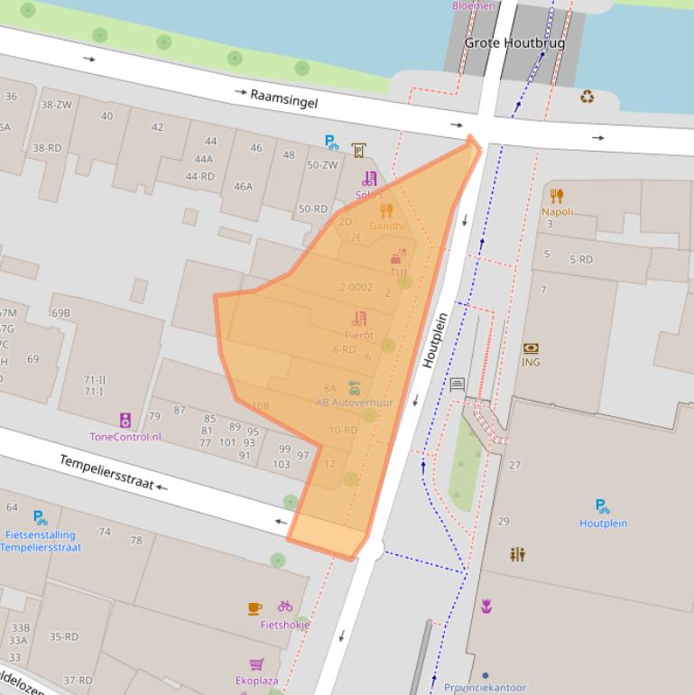 Kaart van postcodegebied 2012DG.