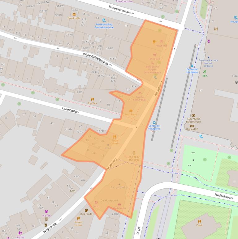 Kaart van postcodegebied 2012DH.