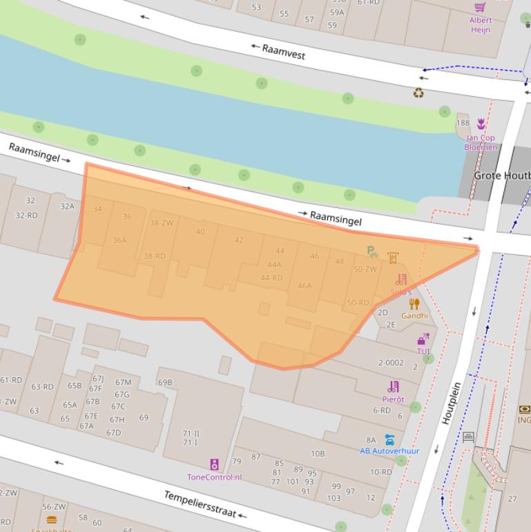 Kaart van postcodegebied 2012DV.