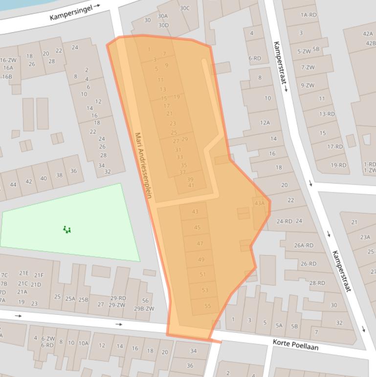 Kaart van postcodegebied 2012DZ.