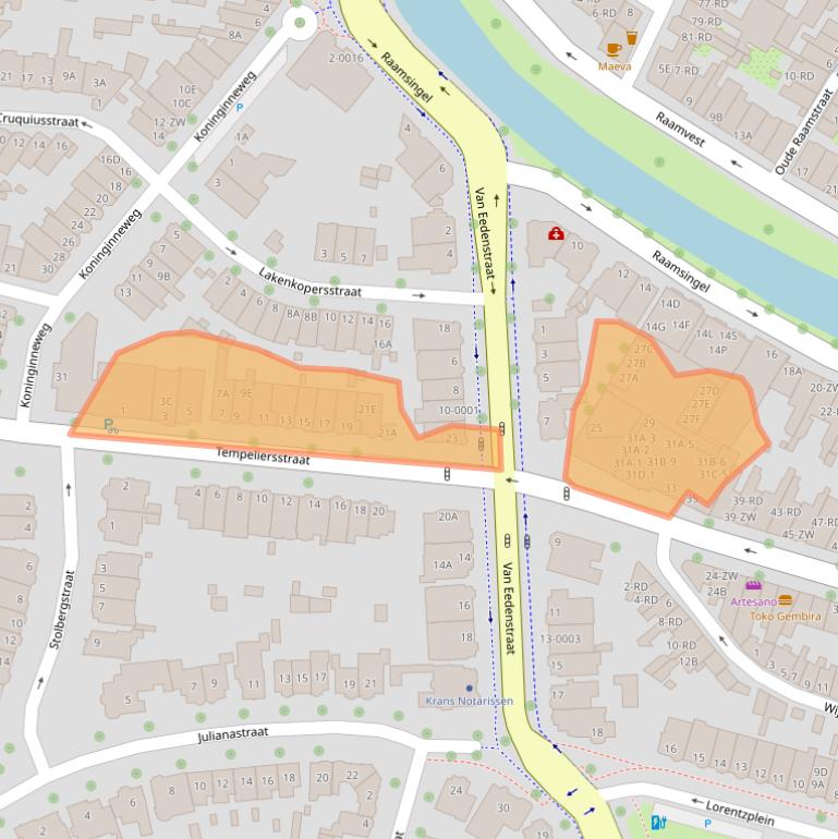 Kaart van postcodegebied 2012EA.