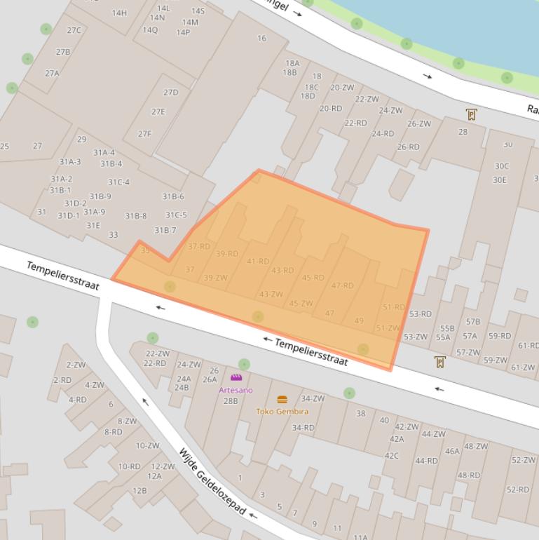 Kaart van postcodegebied 2012EB.