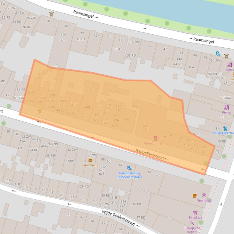 Kaart van postcodegebied 2012EC.