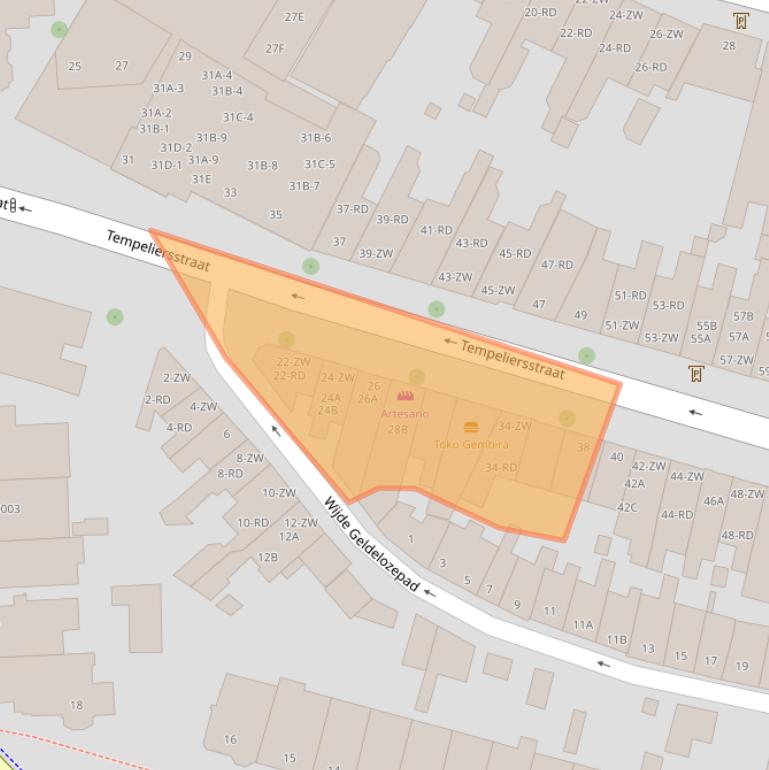 Kaart van postcodegebied 2012EE.