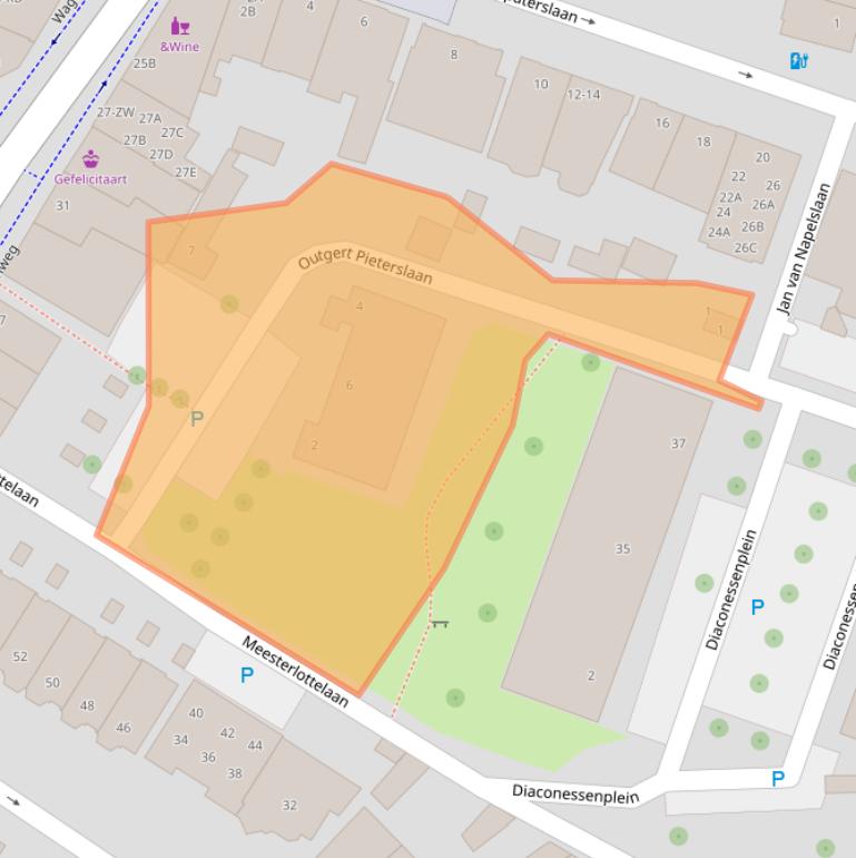 Kaart van postcodegebied 2012JZ.