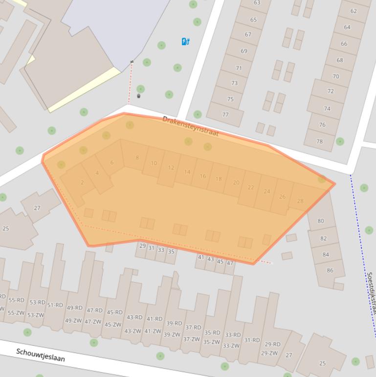 Kaart van postcodegebied 2012KZ.