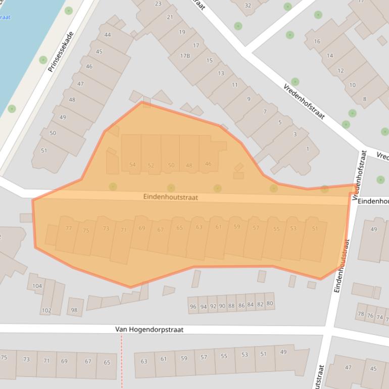 Kaart van postcodegebied 2012MK.