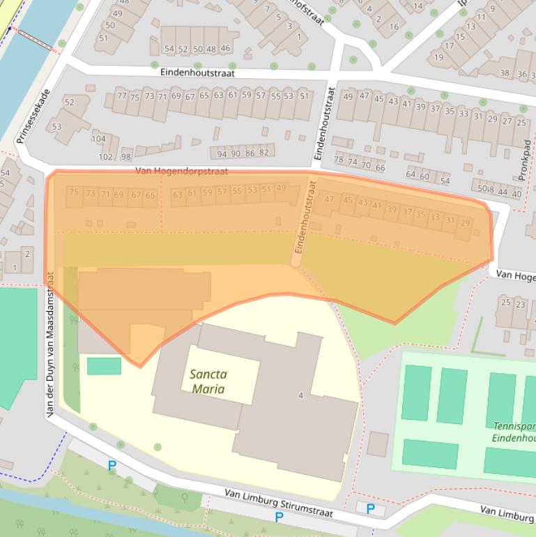Kaart van postcodegebied 2012MP.