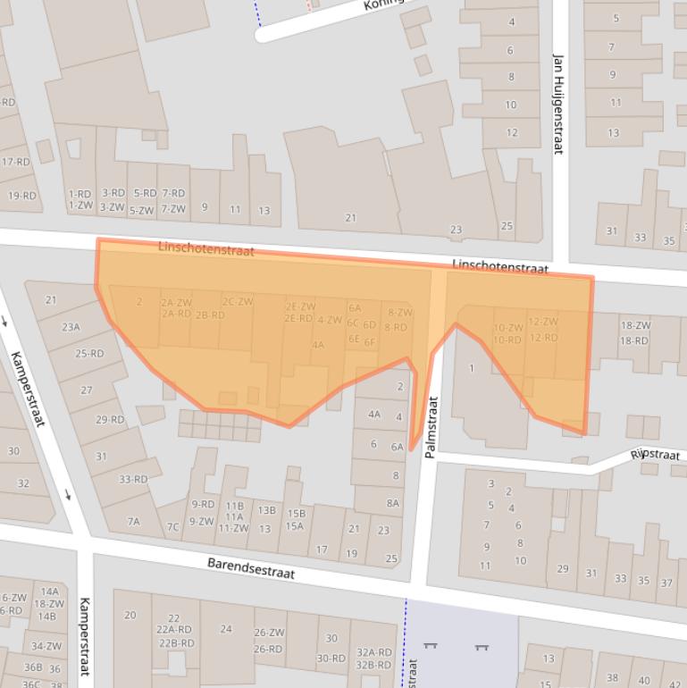 Kaart van postcodegebied 2012VG.