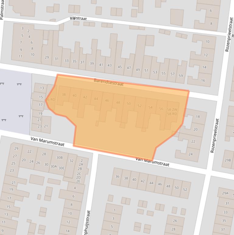 Kaart van postcodegebied 2012VR.