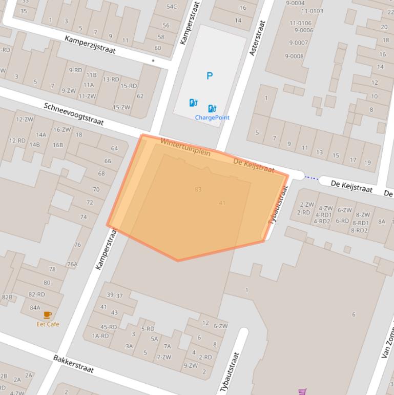 Kaart van postcodegebied 2012WZ.